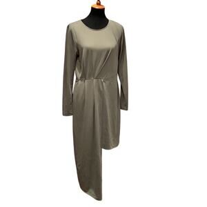 Bar III Large Asymmetric Long Sleeve Polyblend Machine Washable T Shirt Dress